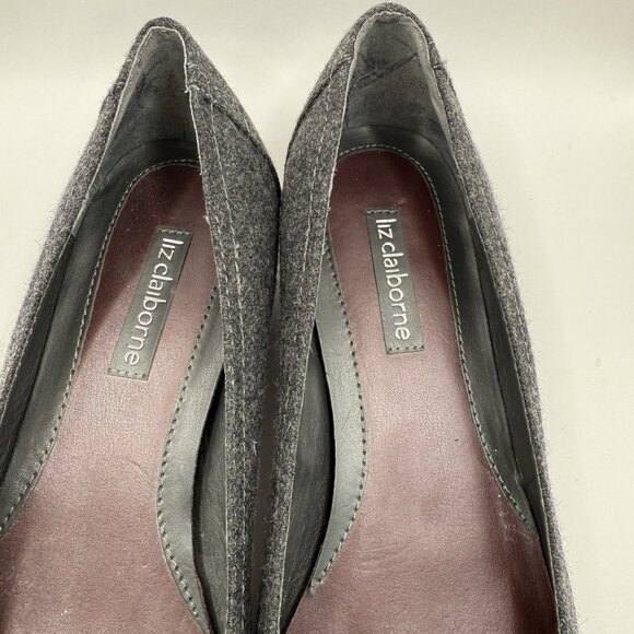 Liz Claiborne Womens 9.5M Wool Fabric Lilly Slip-On Shoes Flats Gray Buckle - Picture 5 of 8